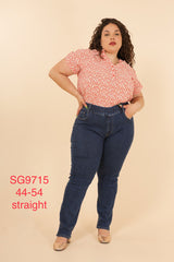 Jeans lige ben elastik i talje plus size