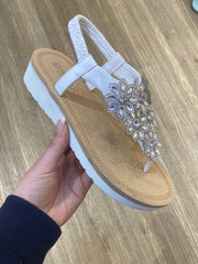 Blød Sandal med blomster bling -