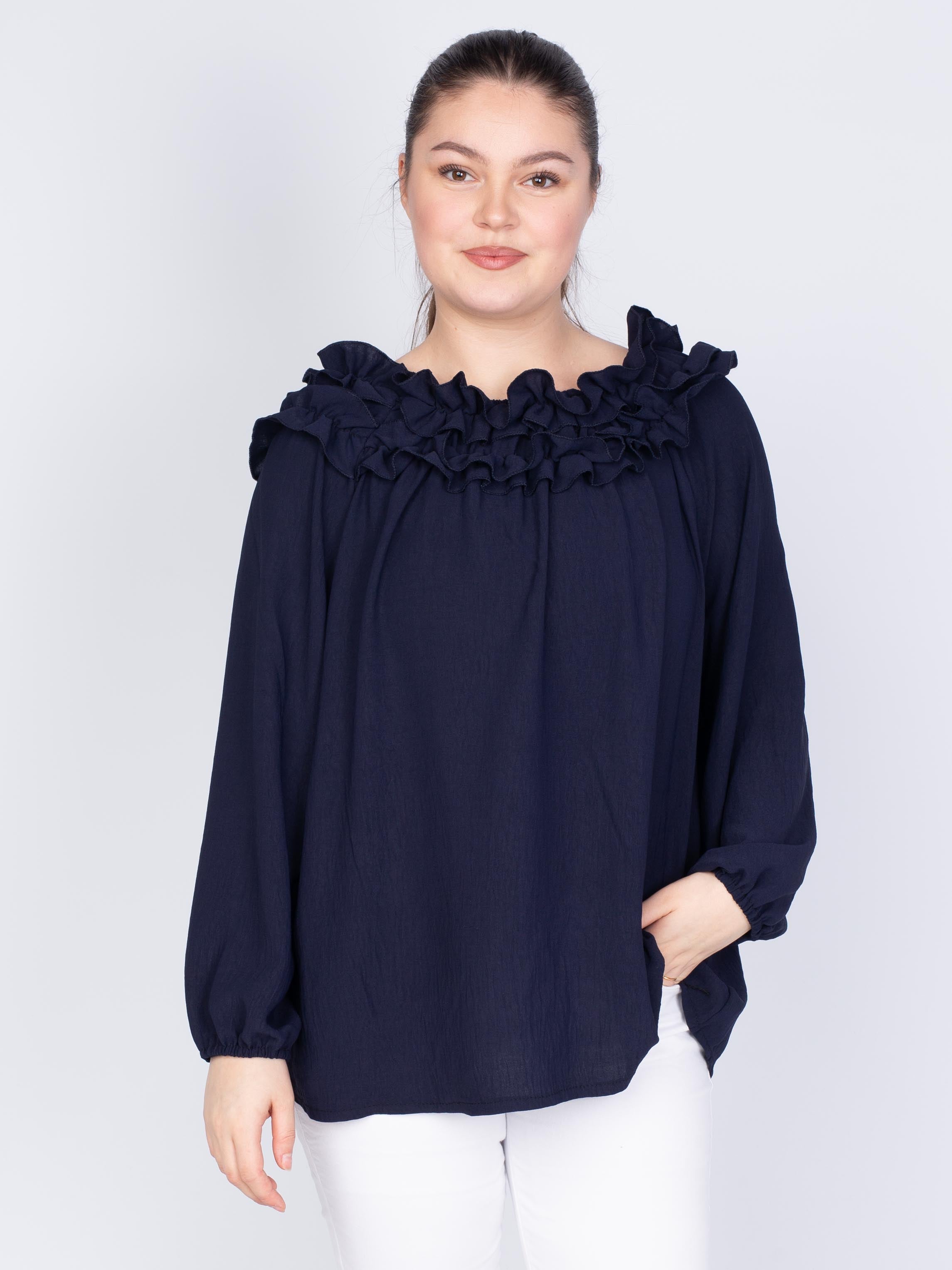 Bluse med flæsekant - Brystmål 130cm