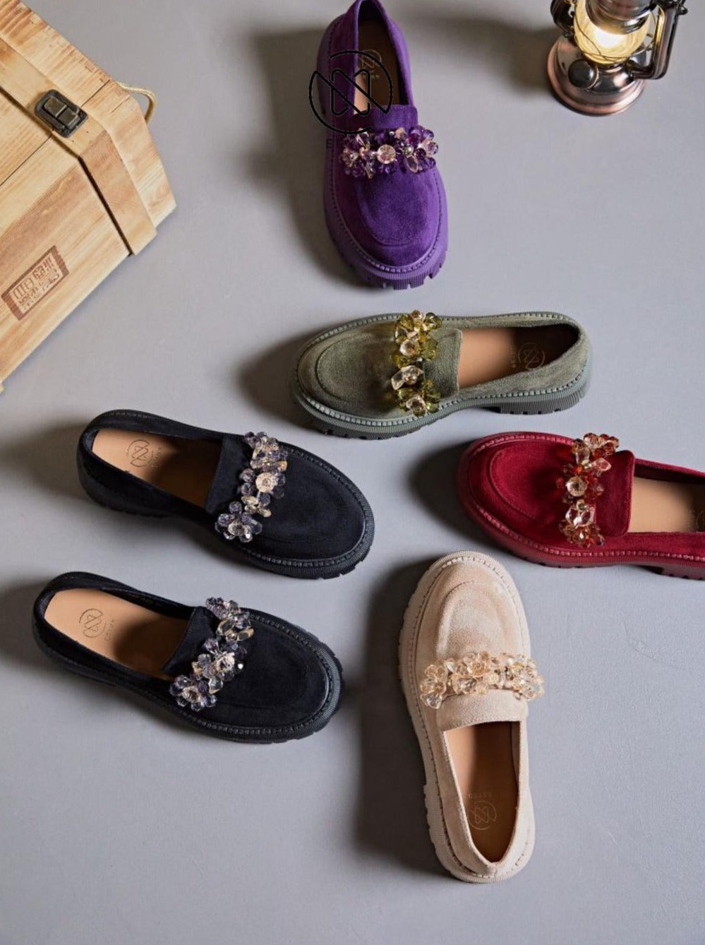 Loafers med krystal bling