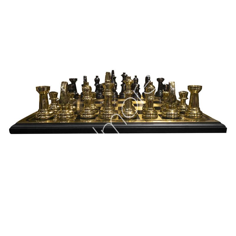 Chess board black/silver ss ALU/NI wood