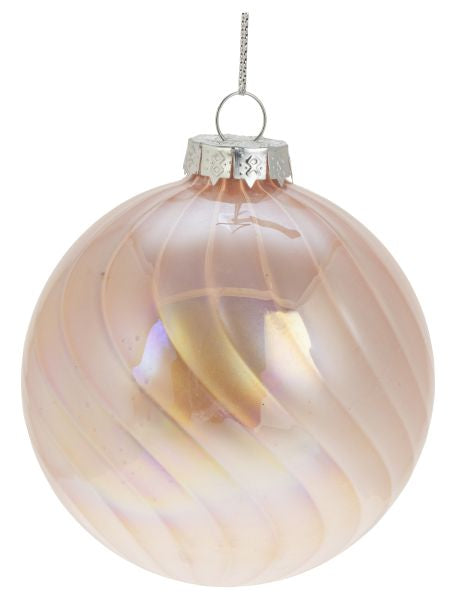 GLASS BALL 8CM LIGHT PINK PEARLY, WAVES