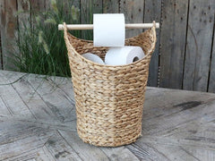 Basket with toilet paper holder