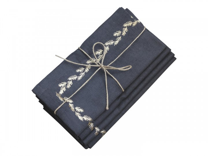 Napkin with gold print smt of 4, L40/W40 cm charcoal