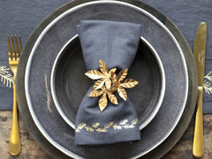 Napkin with gold print smt of 4, L40/W40 cm charcoal