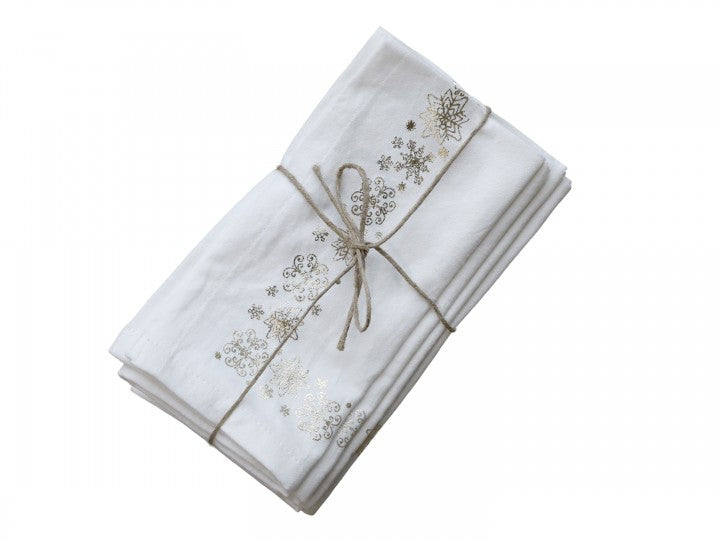 Mouth napkin with gold ice crystals set of 4, L40/W40 cm white1