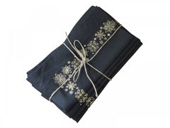 Mouth napkin with gold ice crystals set from 4, L40/W40 cm charcoal