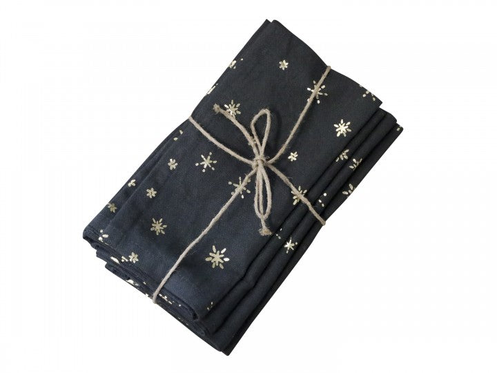 Napkin with gold stars smt of 4, L40/W40 cm charcoal1