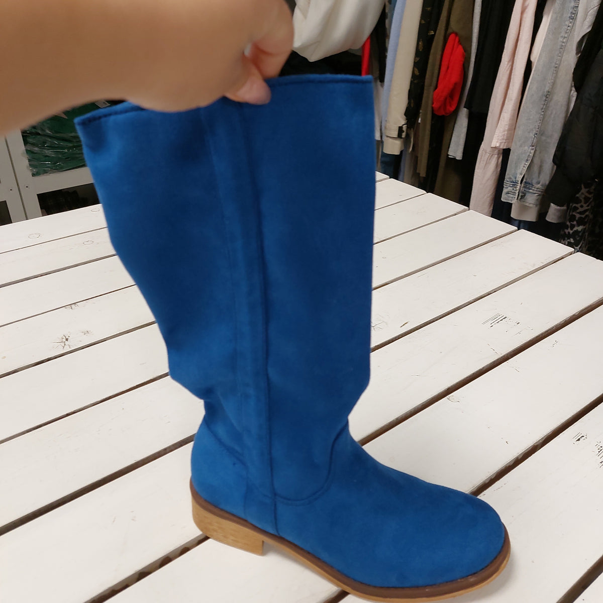 Imitation leather boots blue