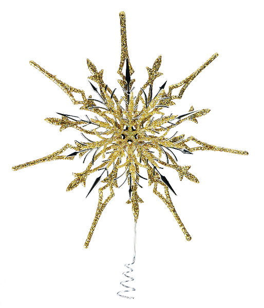 FILIGR.TREE TOP STAR 190MM GOLD GLITT. W/DECOR.CENTRE