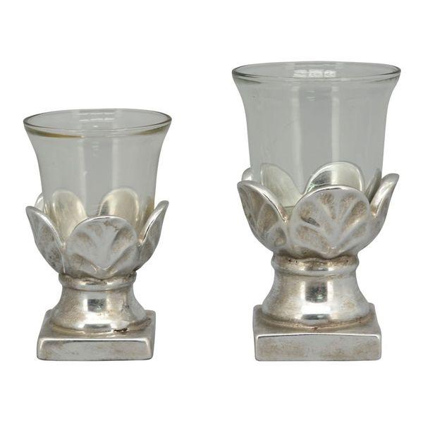 WindLicht ArgenT, silver, Stoneware, 10.5x10.5x17 cm