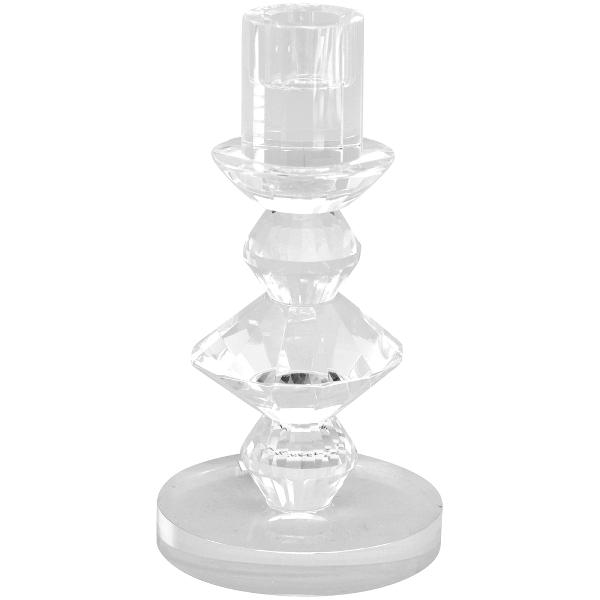 Candle holder SILEX, Crystal, 10x10x19 cm