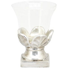 Candle holder ArgenT, silver, Cement/Glass, 18.5x18.5x23.5 cm