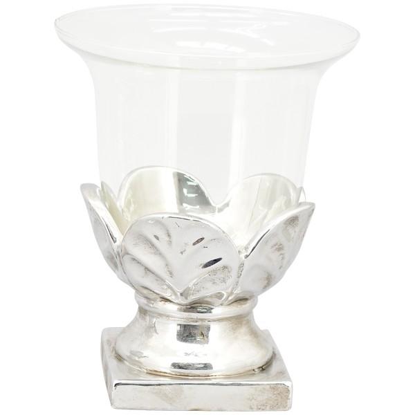 Candle holder ArgenT, silver, Cement/Glass, 24.5x24.5x29.5 cm