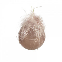 Pink Christmas ball with feathers 10x10x11cm