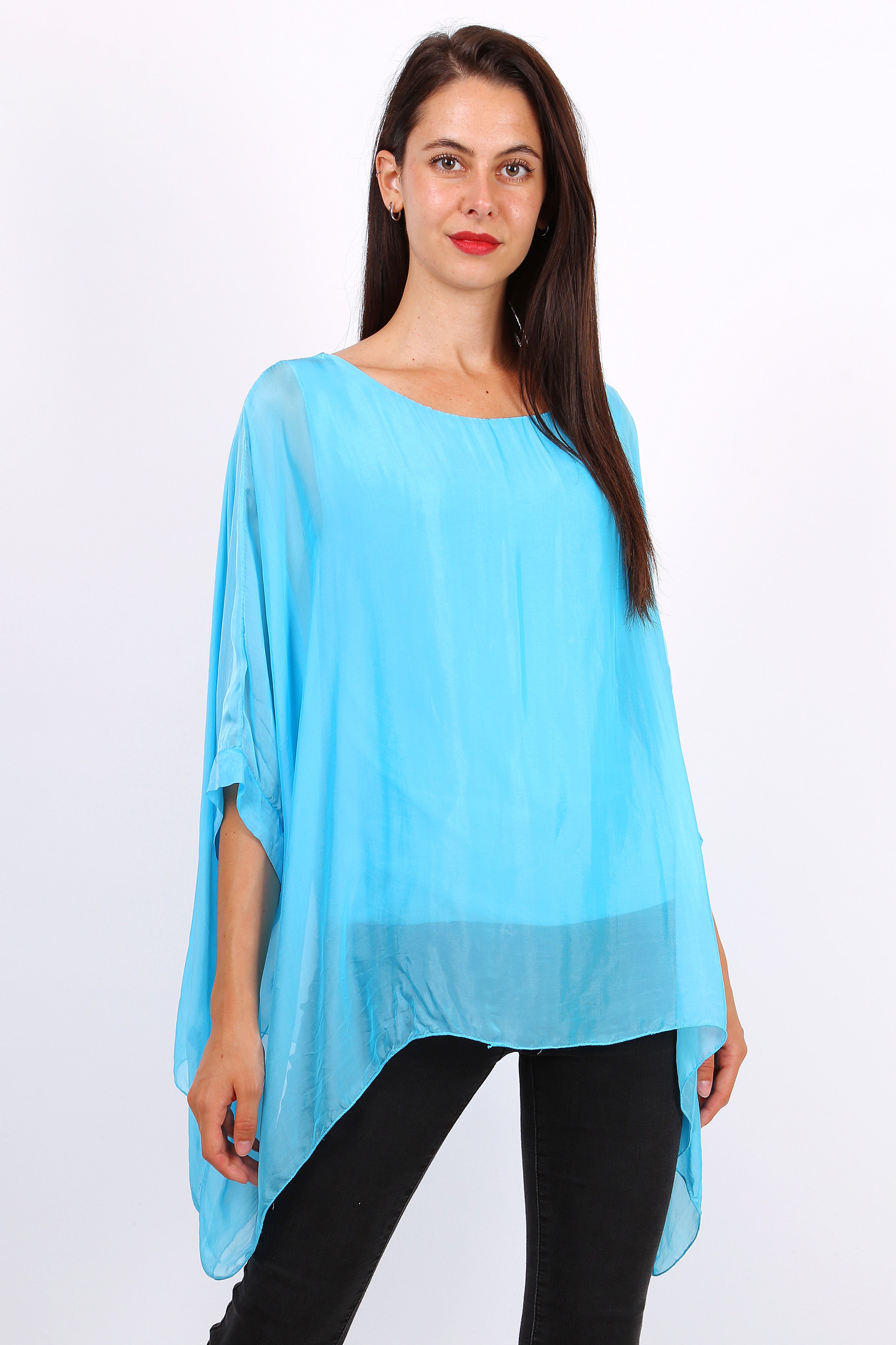 Silk blouse with top