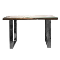 Corso'e table sleeper wood wlglass ss legs 140x40x80