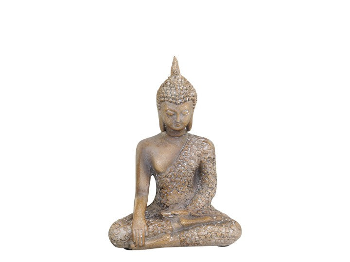 Buddha siddende, H13,5/L9,5/B5 cm latte