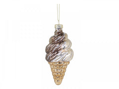 Waffle ice cream for hanging, H12.5/05.5 cm antique mocca