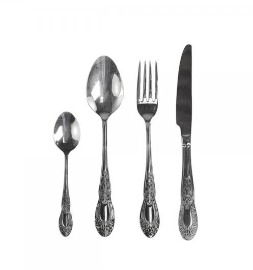 Silver cutlery with decoration set of 4