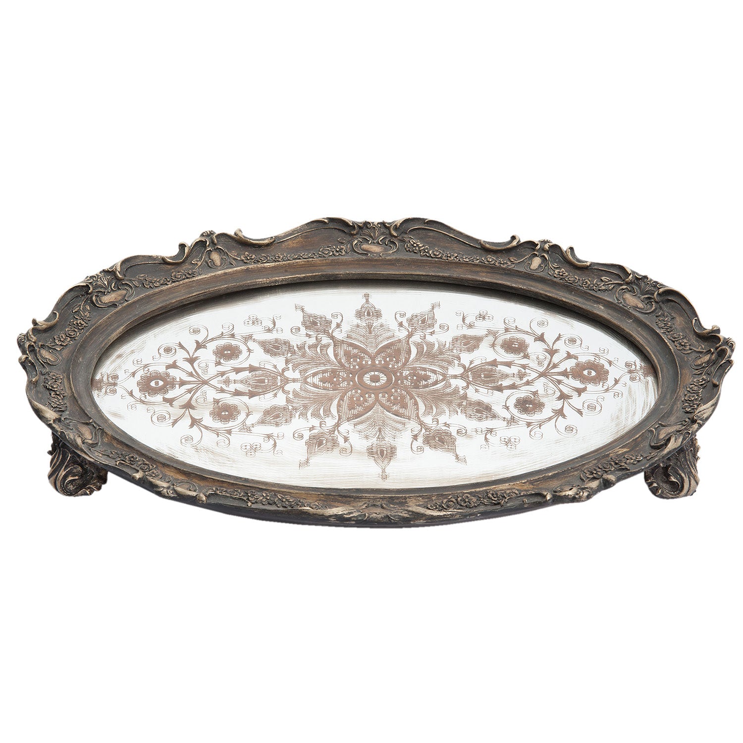 Oval mirror tray in old style