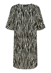 No. 1 By Ox Loose Tunic Dress Black / Off White Zebra Print