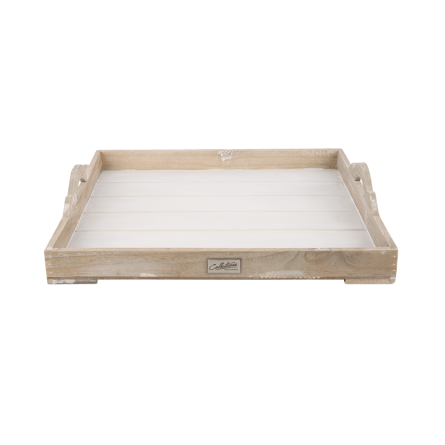 Square tray XL white + natural