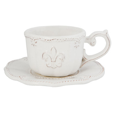 Cup set with lily cream colored