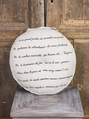 Round seat cushion with writing linen 50x20 cm