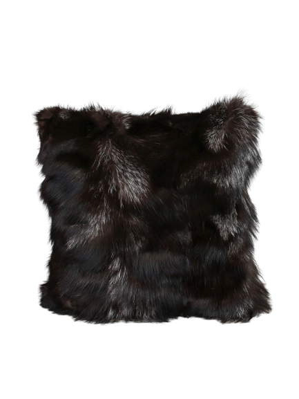 Brown pillow in fox fur