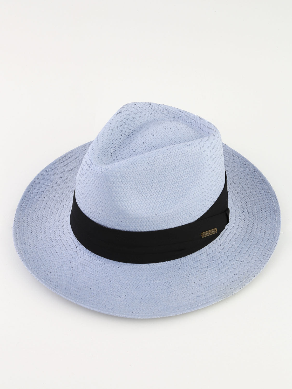 Camly - Straw Hat With Black Ribbon Light Blue