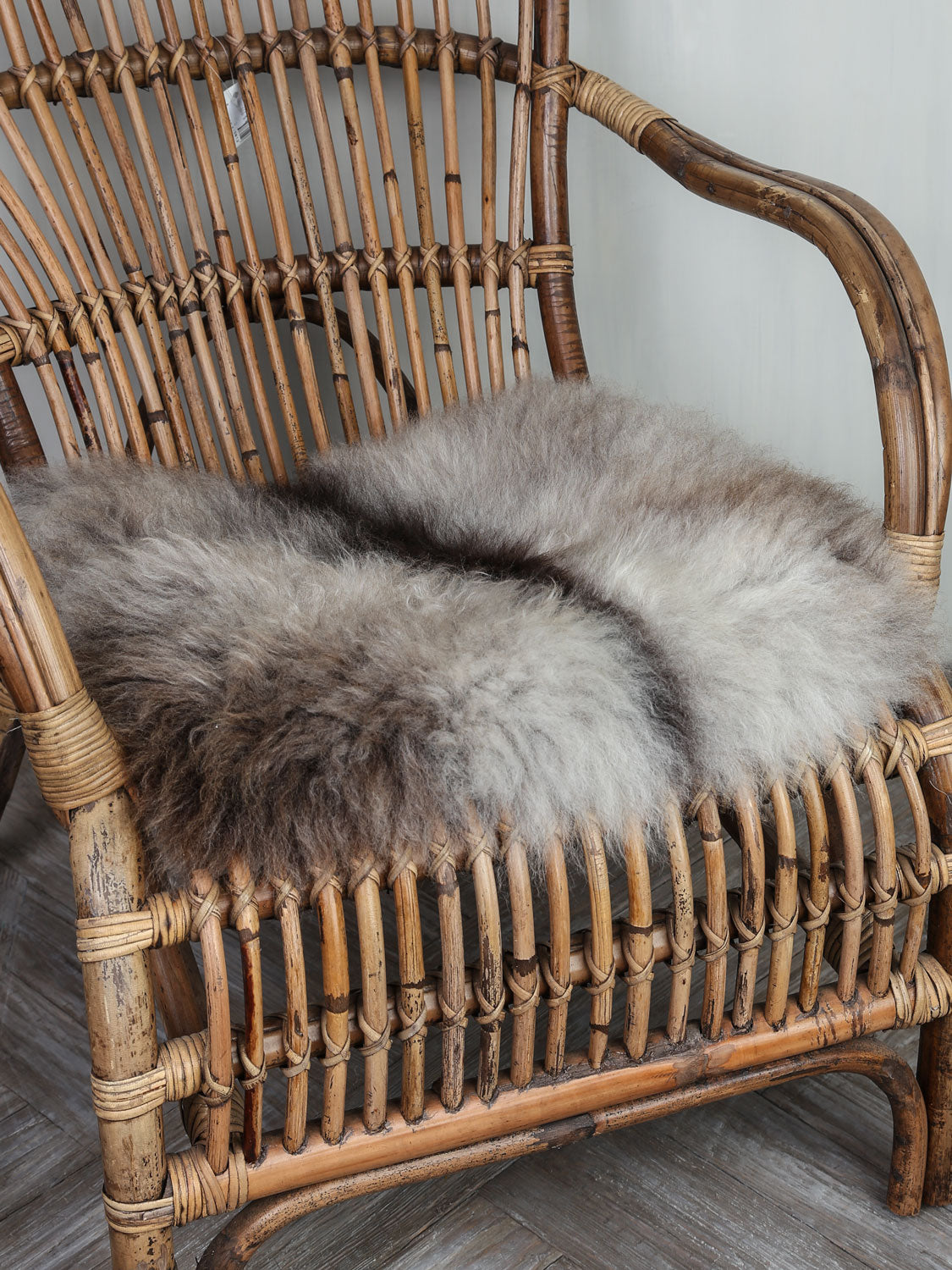 Lambskin for chair with brown details gray