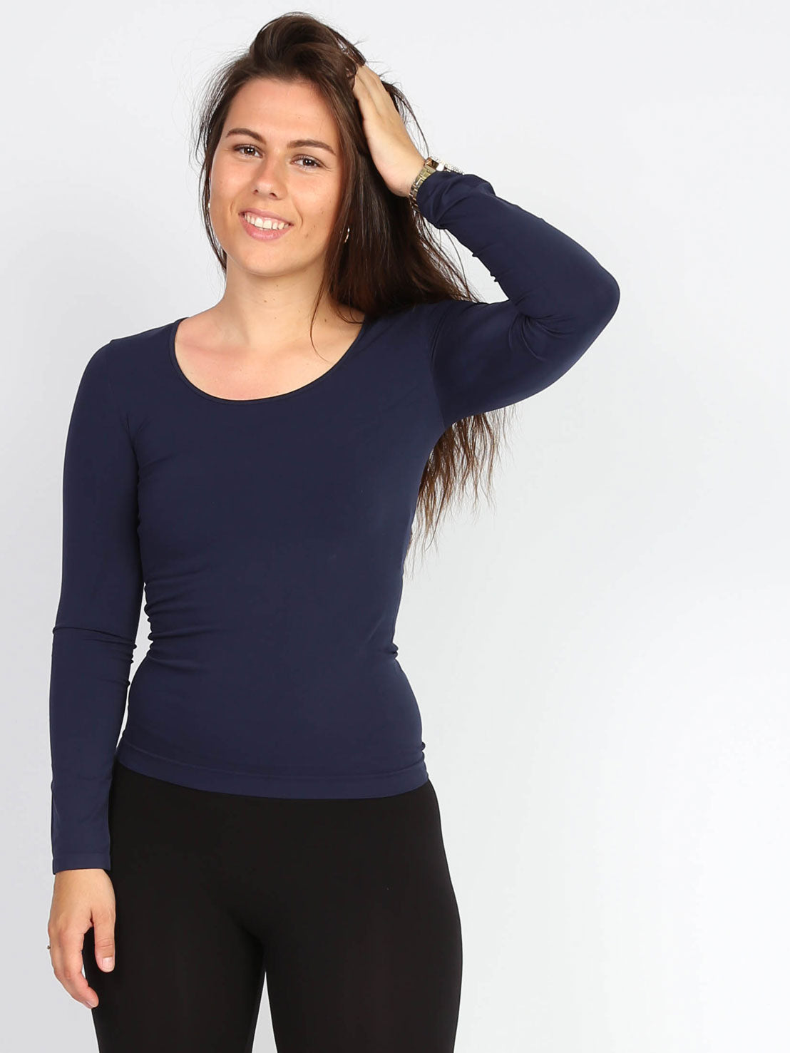 Abygail - Navy Blue Long Sleeve Top