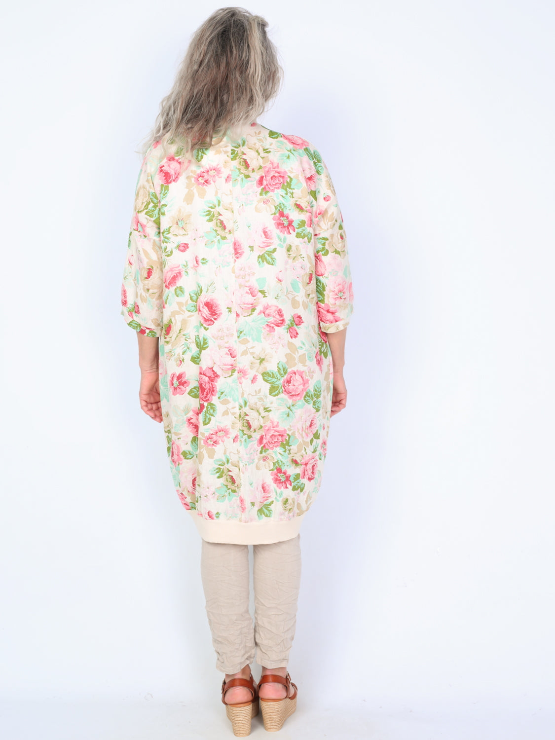 Krone 1 linen cardigan with ribbed floral print