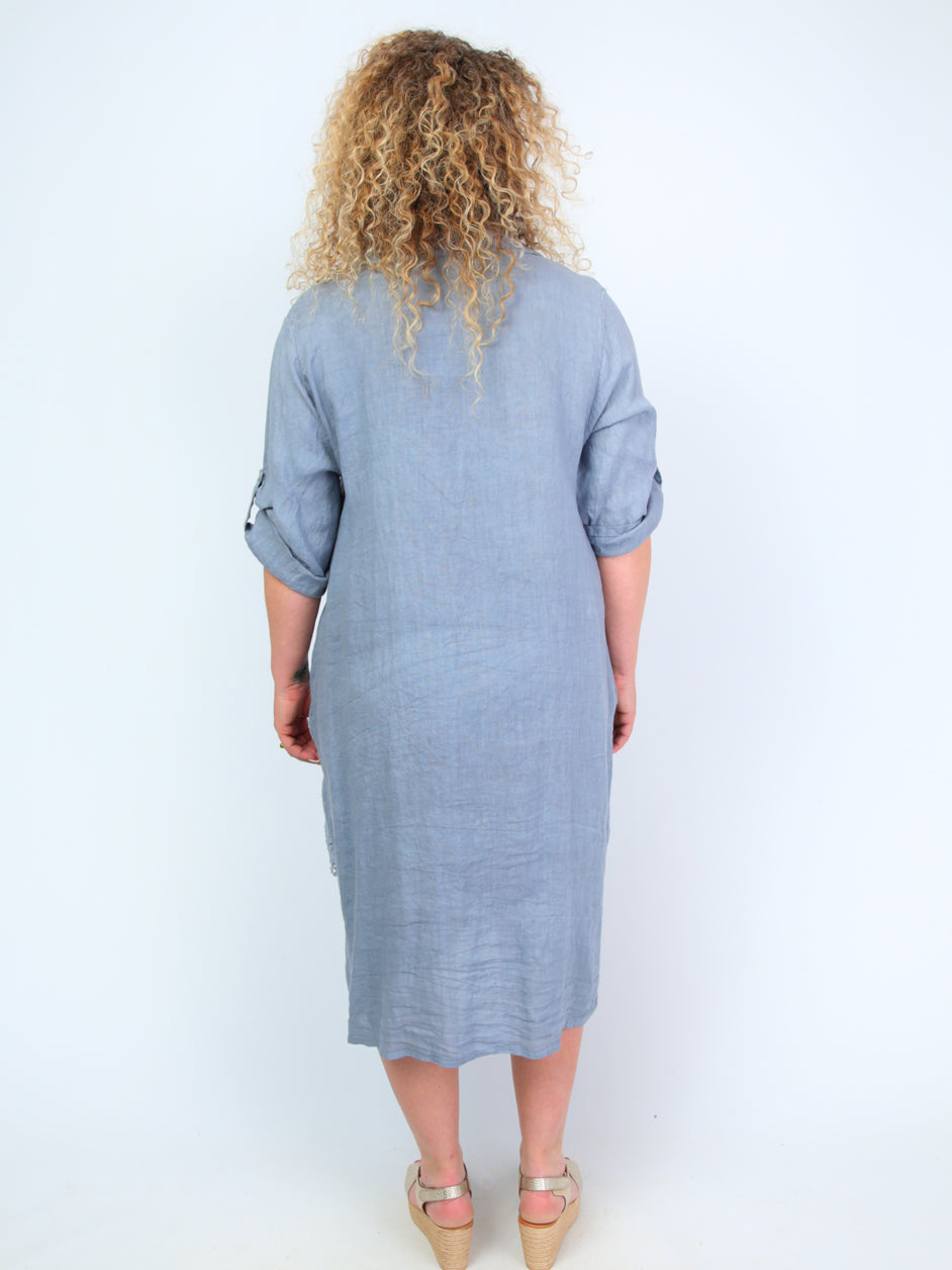 Krone 1 long linen shirt with lace