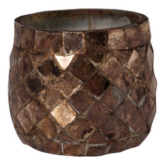Tealight holder, Mosaic, Copper oxidised, 7x7x7 c