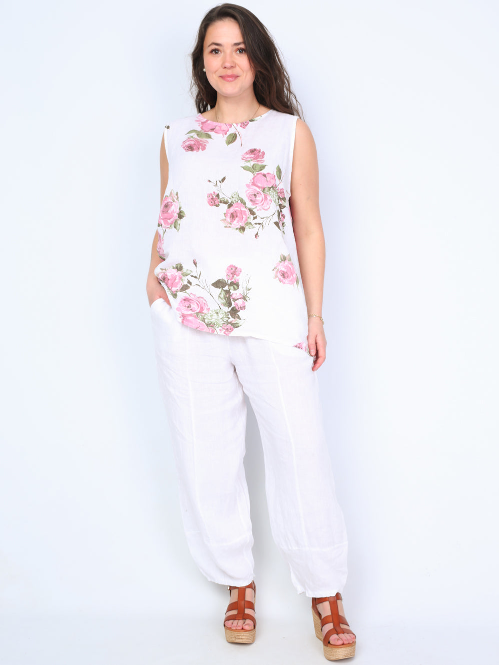 Krone 1 linen top with floral print