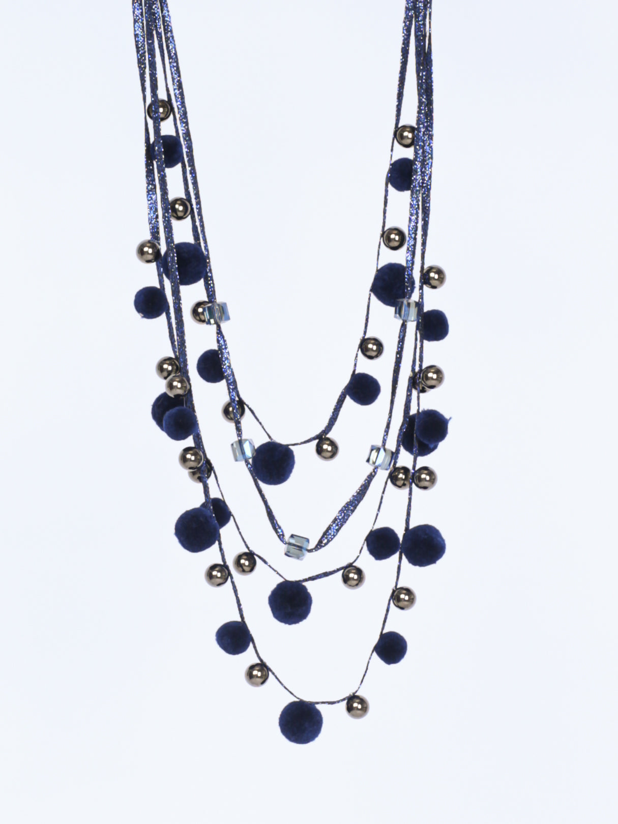 Necklace with pom blue
