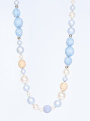 Necklace with large pearls and fabric layers