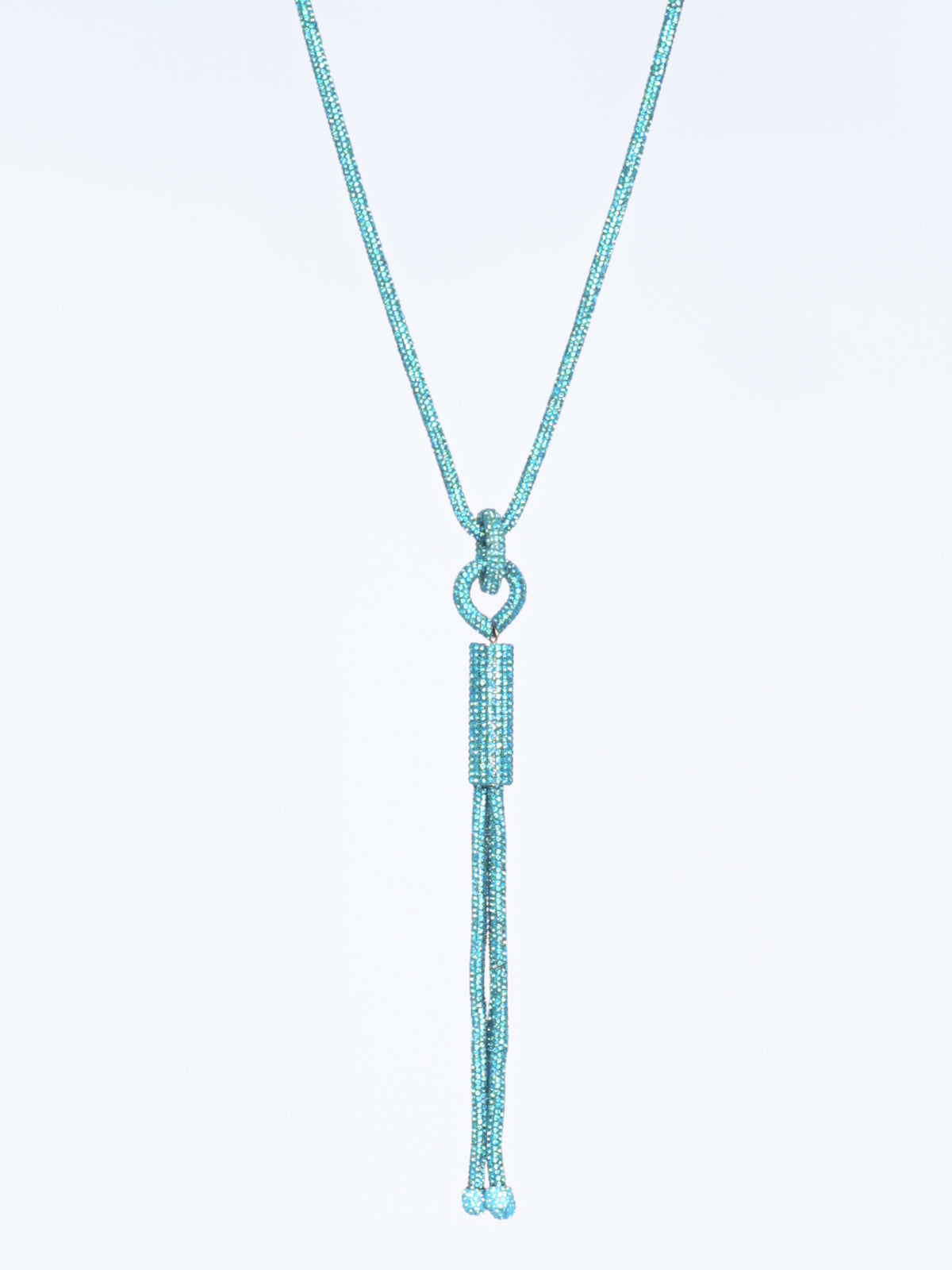 Bling necklace with fringe pendant turquoise