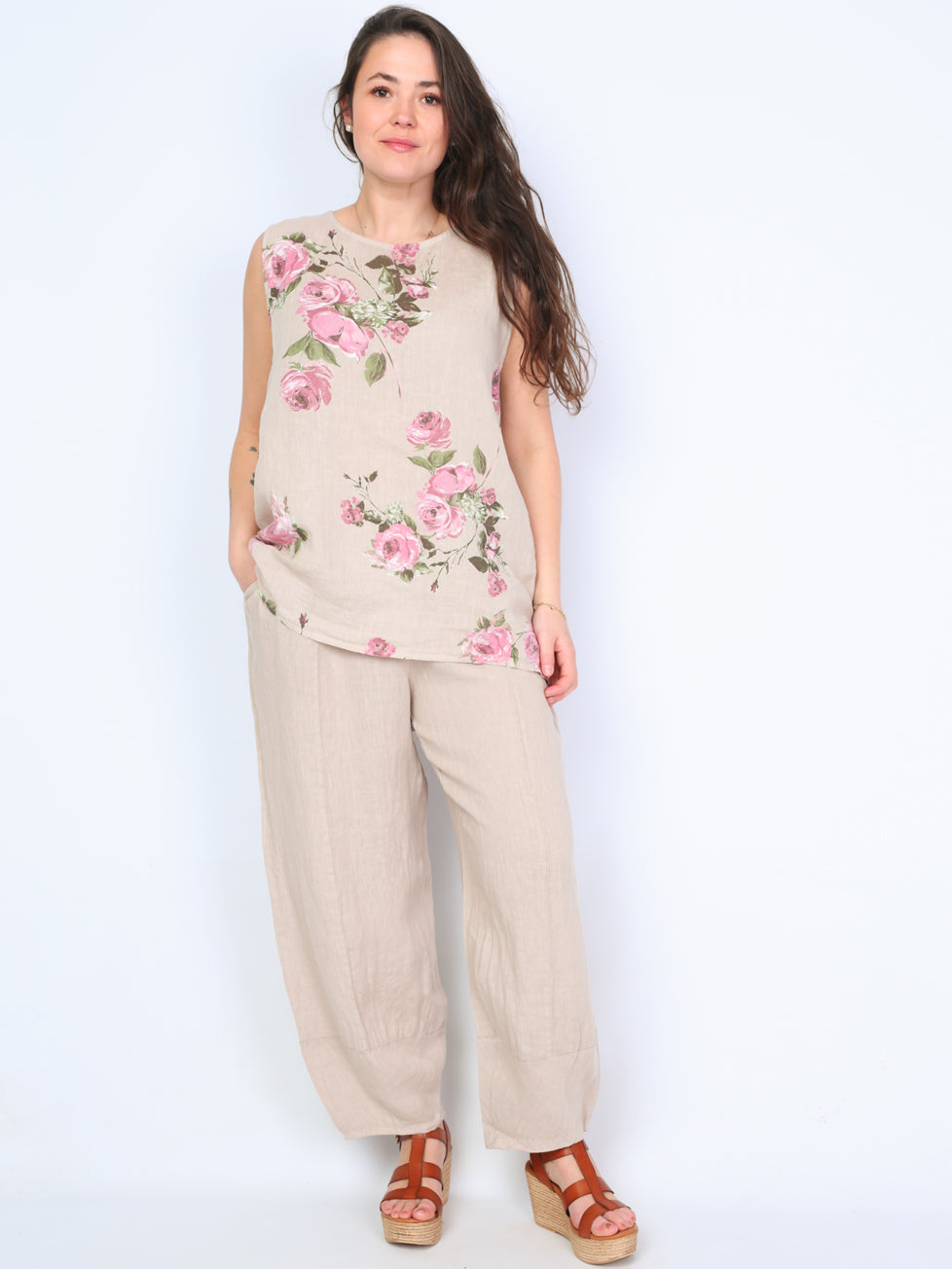 Krone 1 linen top with floral print