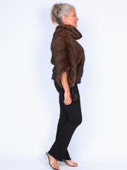 Brown mink blouse with ties
