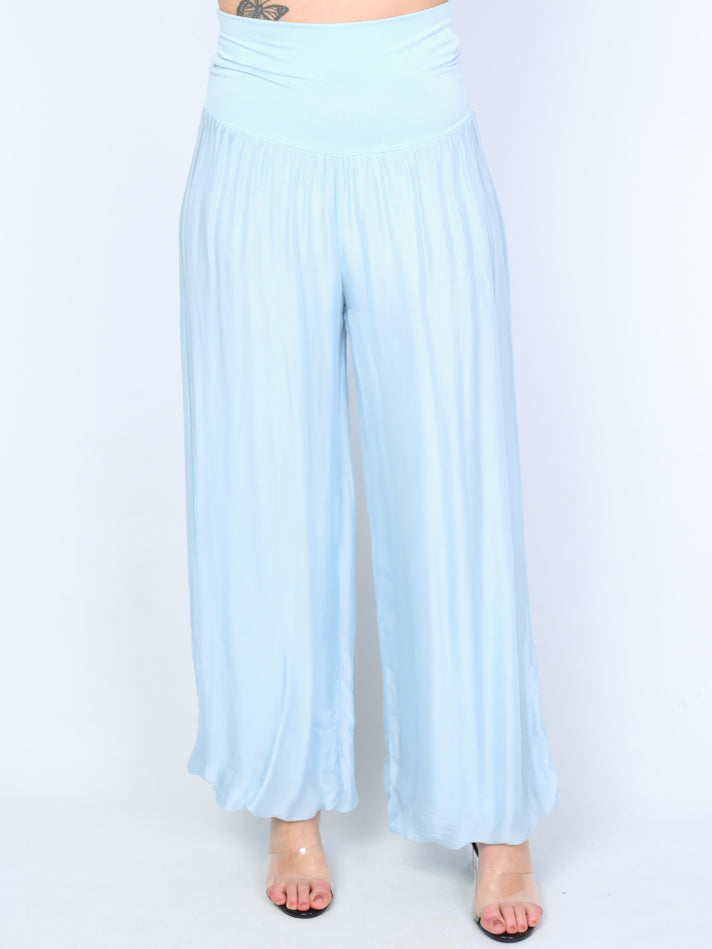 Silk harem pants with wide elastic