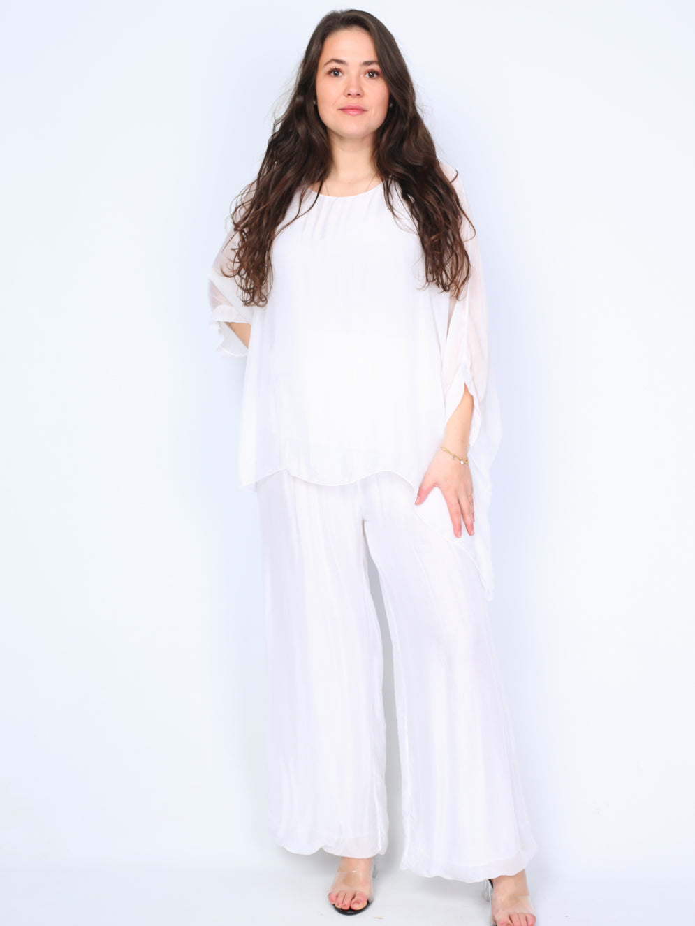 Silk blouse with short sleeves
