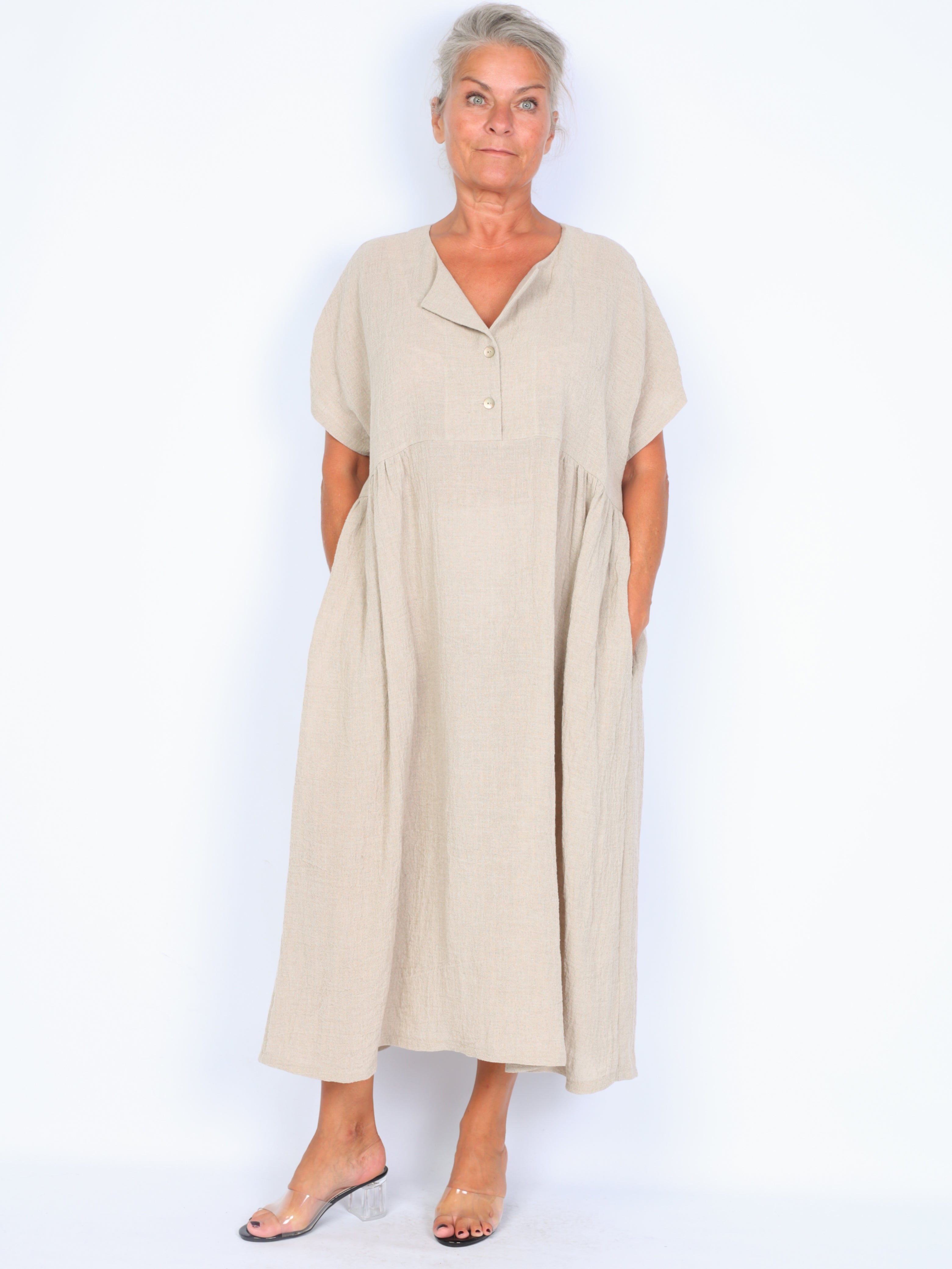 Some linen dress with buttons