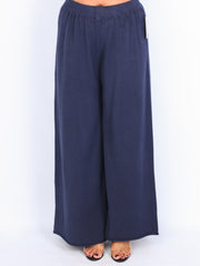 Knit trousers with width