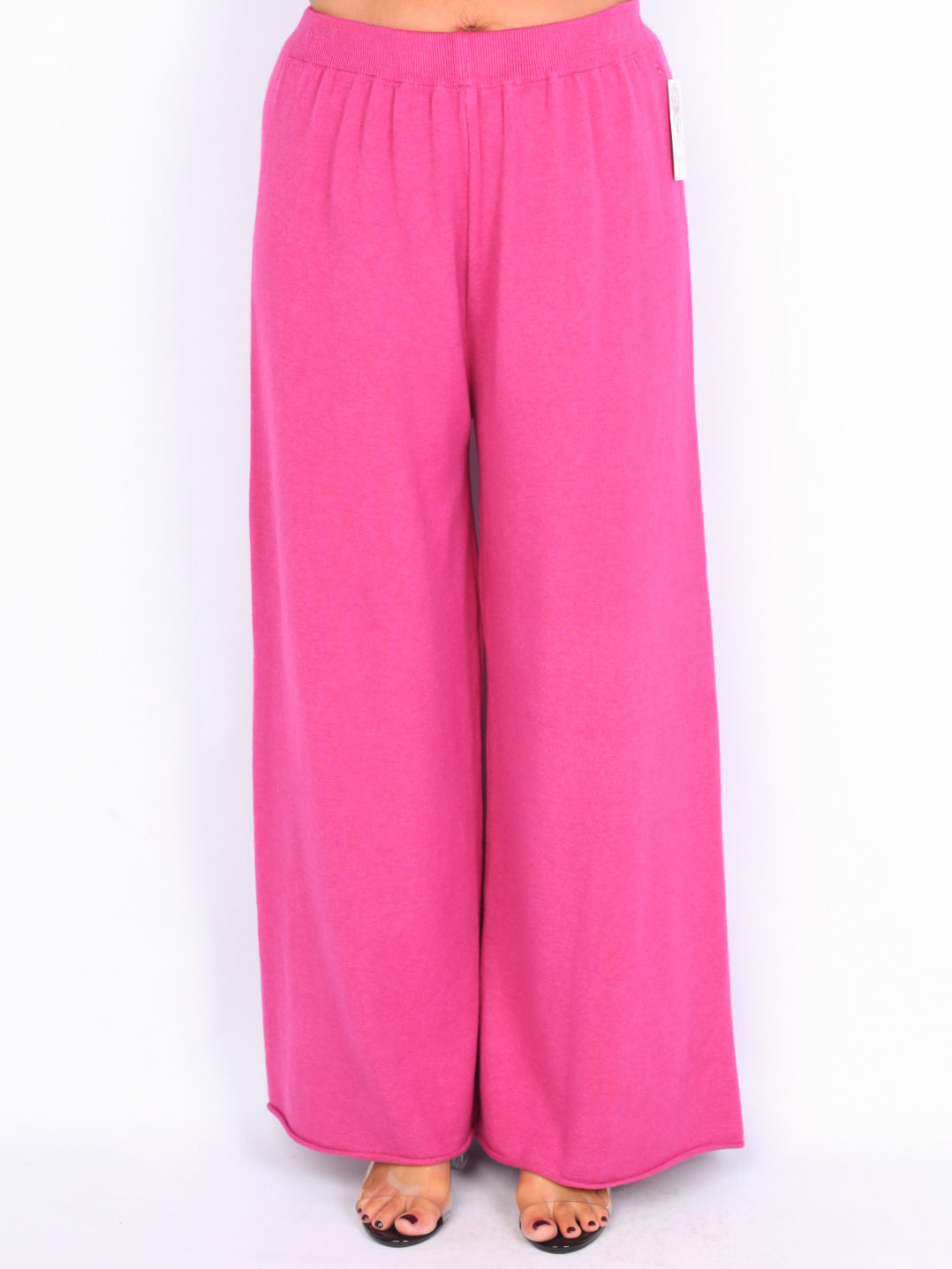 Knit trousers with width