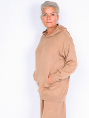 Knit sweatshirt with hood