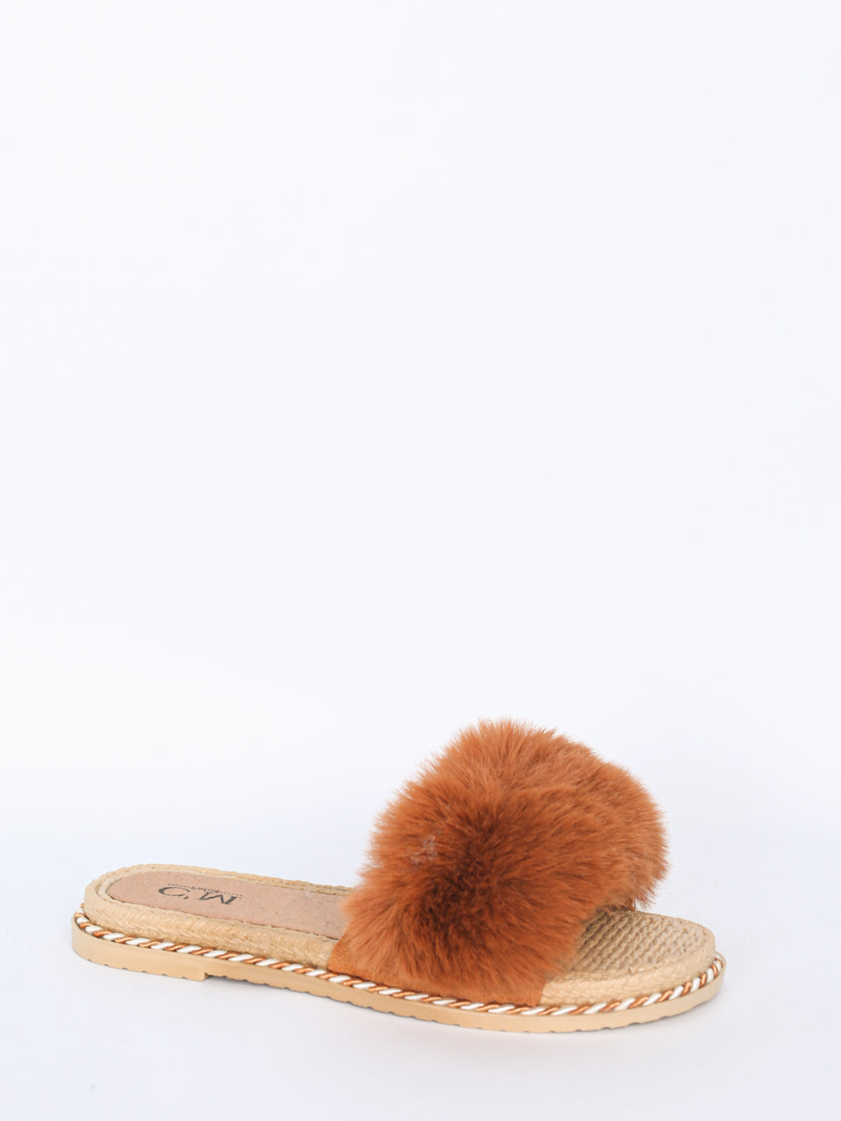 Fur slippers with twist