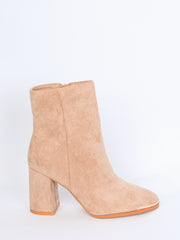 Imitation suede boots with gold detail